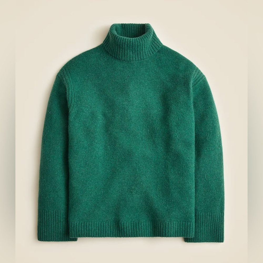 NWT J. Crew Turtleneck sweater in Supersoft Yarn in Green size XXS Oversized fit - Picture 9 of 14